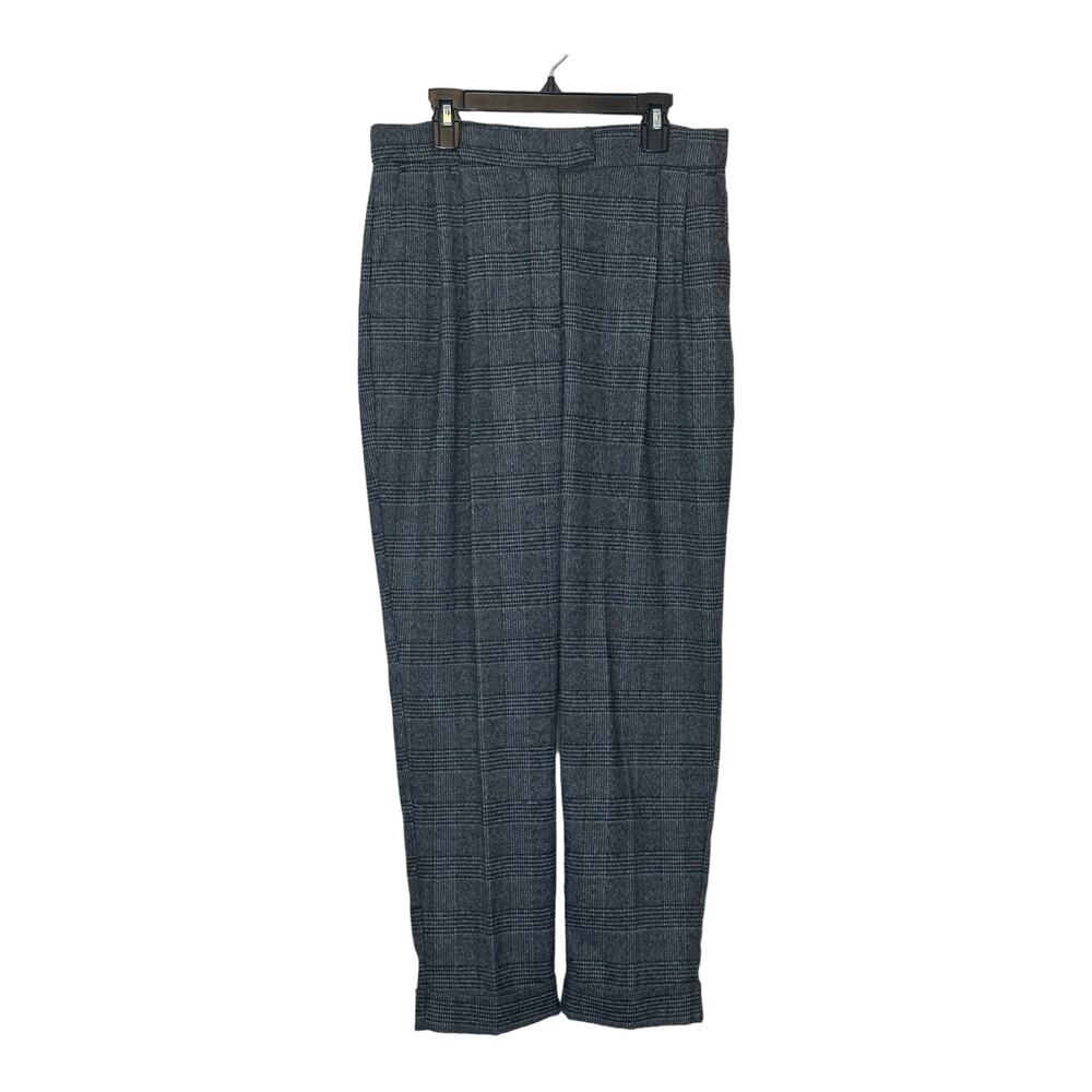 Zara gray black plaid pleated cuffed ankle hems pants size XS